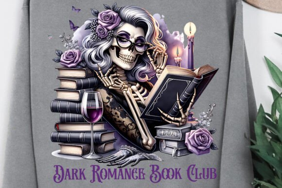 Edgy Skeleton Reading Clipart for Dark Romance Designs