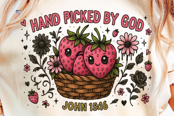 Faith Strawberry PNG: Hand Picked by God Design Guide